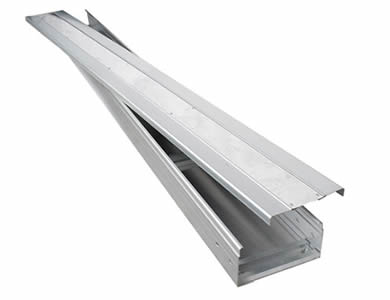 An aluminum channel cable tray with fully enclosed cover