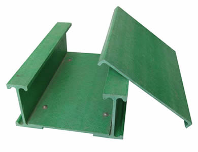 A green channel type FRP cable tray with a cover